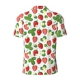 thumbnail image 3 of Xecao Strawberry for Mens' Casual Short Sleeve Button-Down Polo Shirts for a Classic Golf Look, 3 of 9