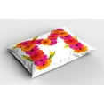 thumbnail image 2 of Ambesonne Letter M Pillow Sham, Gerbera Flowers Tulips, 26" X 20", Hot Pink Orange Green, 2 of 2