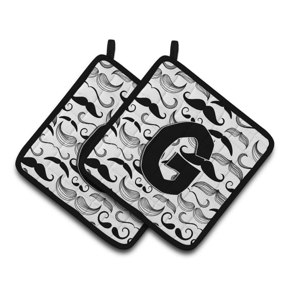 Carolines Treasures CJ2009-GPTHD Letter G Moustache Initial Pair of Pot Holders, 7.5HX7.5W, multicolor