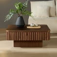 thumbnail image 2 of Kevinplus 35.43" Modern Handcraft Drum Coffee Table for Living Room, Lift Top Wooden Coffee Table with Hidden Storage Space, Walnut, 2 of 9