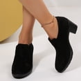 thumbnail image 6 of Pennysue Women's Ankle Boots Black Sedue Low Chunky Stacked Heel booties 8M, 6 of 7