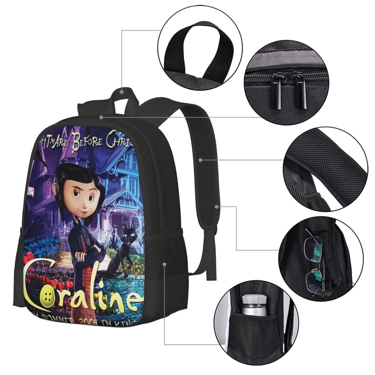 Black Coraline Graphic Top-Handle Backpack Coraline Other Mother Loungefly Mini Backpack | Coraline  main image 4