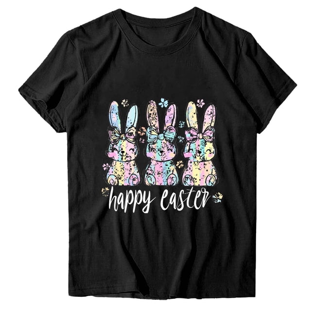 Camisetas de Manga Larga de las Mujeres Pascua Impreso Suelto Cuello Redondo Camiseta de Manga Corta, Camisetas de Manga Larga para las Mujeres de Uso Diario Casual