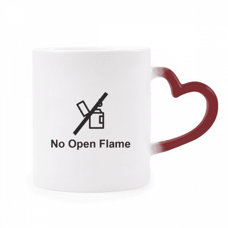 

No Open Flame Black Symbol Pattern Heat Sensitive Mug Red Color Changing Stoneware Cup