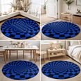 thumbnail image 4 of Round Rugs 4Ft, Blue Black Checkered Round Area Rug Washable Indoor Throw Carpet, Modern Abstract Art Soft Non Slip Circle Rug for Kitchen Nursery Room Home Decor Aesthetic, 4 of 8