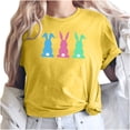 thumbnail image 1 of Blusa informal de manga corta con cuello redondo y estampado de Pascua para mujer Pompotops hfajkhk127901, 1 of 5