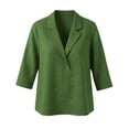 thumbnail image 4 of Babysbule Women Notch Collar Blazer Lapel Pullover Blouse Set-In 3/4 Sleeve Loose Fit Top for Office Daily Brunch Outfits, 4 of 5