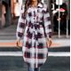 thumbnail image 1 of Pntutb Mujeres Plaid Casual Manga Larga Suelta Solapa Chaqueta Larga Abrigo Con Bolsillo Y Cinturón Liquidación Pntutb Pntutb-4429, 1 of 5