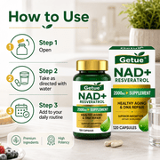 NAD+ Resveratrol Supplement, 2000 mg Per Serving, Cellular Wellness & Healthy Aging Support, Antioxidant Support, 120 Capsules