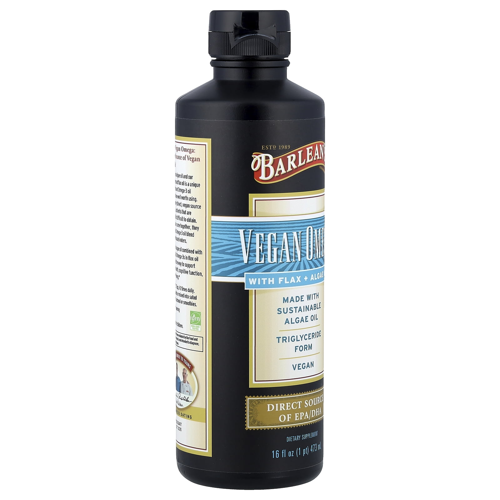 Barlean's Vegan Omega With Flax + Algae Oil, 16 fl oz (473 ml)
