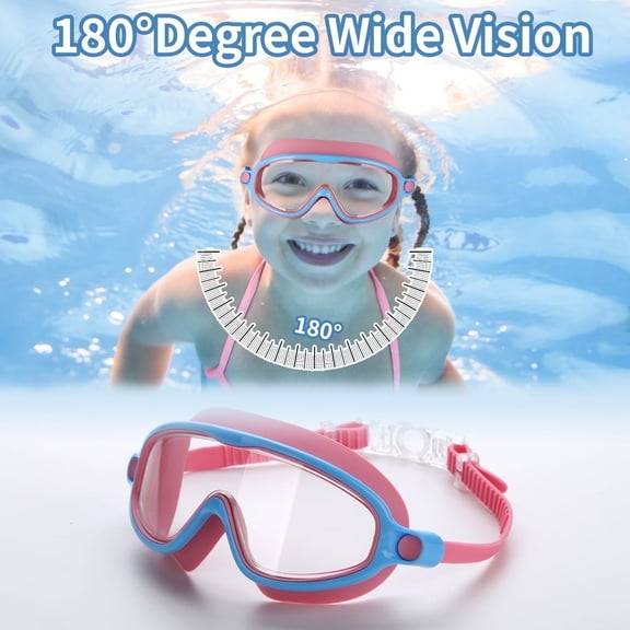 Swimming Goggles for Kids 2-12, Wide View Youth Swim Goggles No Leaks AntiFog Crystal Clear Water Pool Swim Goggles