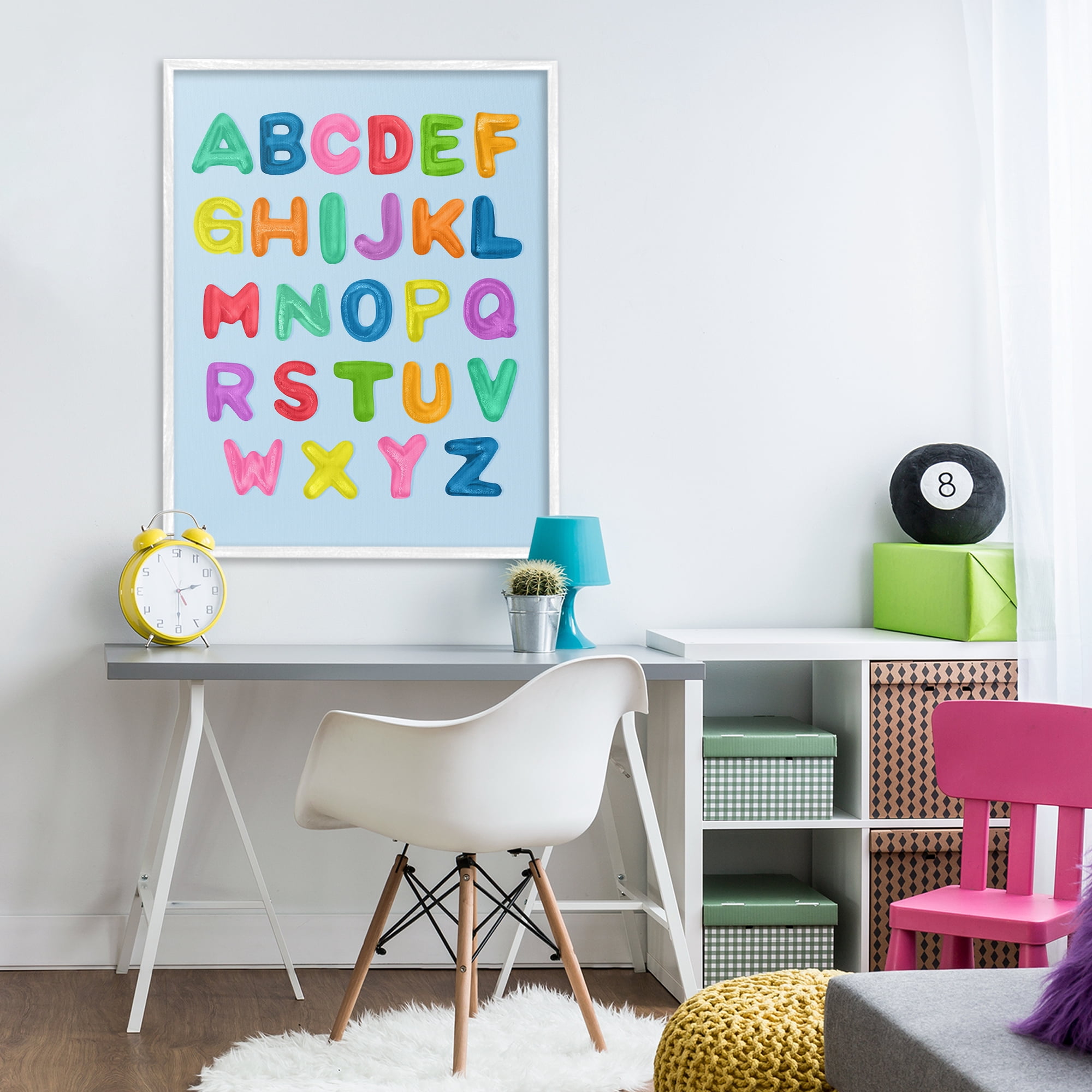 Stupell Industries Gummy Candy Alphabet White Framed Giclee Art, design by LISH Creative