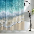 thumbnail image 2 of Blue Ocean White Wave Fabric Shower Curtain Beach Washable Shower Curtains for Bathroom, Waterproof Bath Curtain with Hooks Home Decor 72x72in, 2 of 8