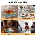 thumbnail image 2 of Farmhouse Aqua Brown Round 13 Inch Placemats Set of 4, Vintage Wooden Striped HeatResistant Non Slip Place Mats for Dining Table, Wipeable Braided Kitchen Table Mats for Housewarming, 2 of 9