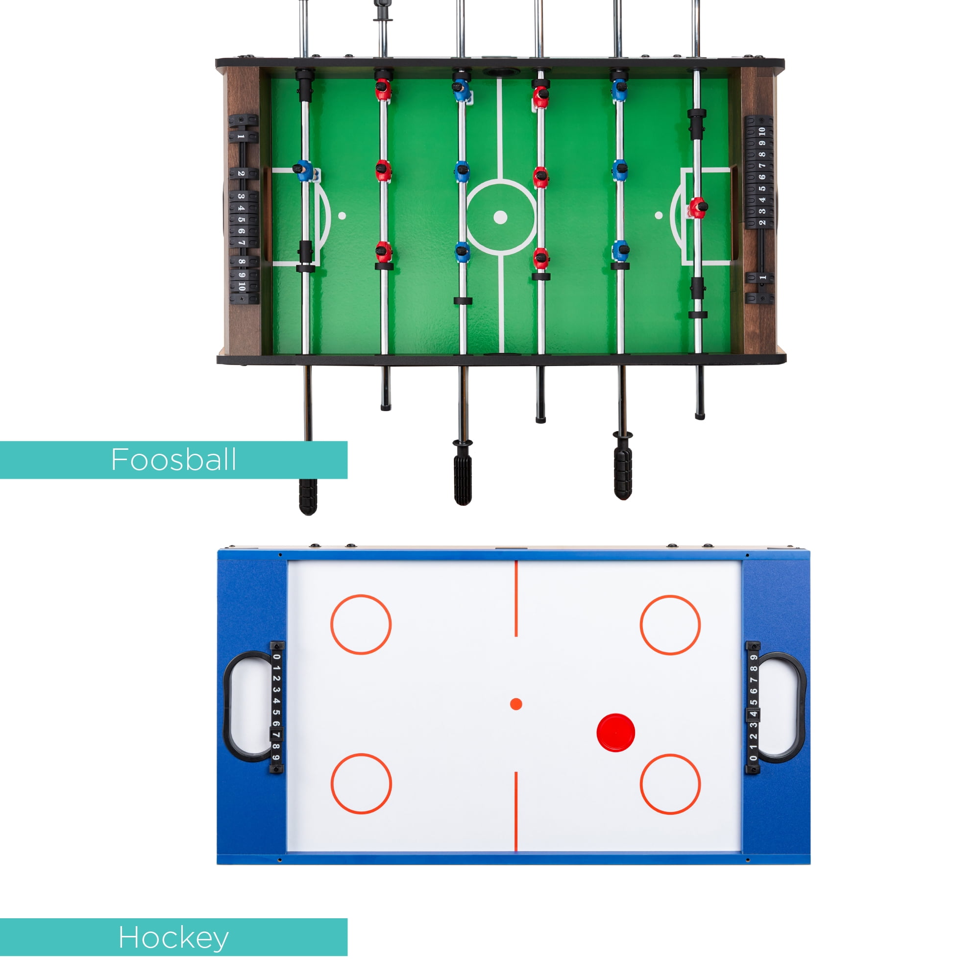 Best Choice Products 4-in-1 Multi Game Table, Childrens Arcade Set w/ Pool Billiards, Air Hockey, Foosball - Dark Wood
