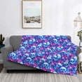 thumbnail image 2 of Rateoe blue Skull purple flower Pattern Flannel Throw Blanket, Ultra-soft Blanket for Bed, Couch, Car, Hypoallergenic Anti-pilling blanket-50"x40"(Horizontal), 2 of 6
