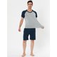 thumbnail image 3 of Pantalones cortos de algodón Lars Amadeus Conjuntos de pijama de salón para dormir suave Azul marino M, 3 of 5