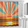 thumbnail image 3 of Shower Curtain for Bathroom Ocean Beach Sunset Teal Orange Stripes Waterproof Bath Curtains Shower Curtains with Hooks,Summer Sea Waves Bathroom Curtain Privacy Drapes for Bathtubs Toilet 36x72in, 3 of 9