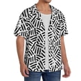 thumbnail image 4 of Xecao offers the Weave Geometric for Men's Casual Short-sleeved Shirt, a button-up collared shirt with a pocket, perfect for beach vacations and yacht travel in the 4X-Large size., 4 of 7