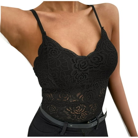 

FITOOM Women s Lace Sexy Perspective Sling Back Hollow Out Bra Underwear Women Vest