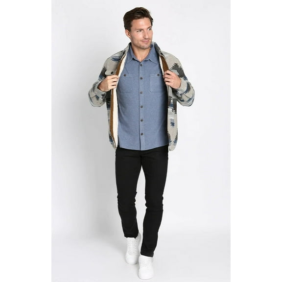 Jachs Men’s Patterned Wool Blend Fully Lined Shirt Jacket, Tan Multi XXL