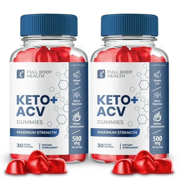 Full Body Health Keto ACV Gummies, Full Body Health Keto Plus ACV, Advanced Dietary Supplement (2 Bottles)