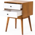 Great Deal Furniture Mid Century Acacia Wood Nightstand White