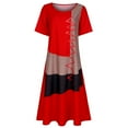 thumbnail image 4 of WTXUE Robes Grande Taille, Ligne A Manches Courtes Mi-Longue Col Ras du Cou, Robe Rétro pour Femmes Patchwork Grande Taille pour Femmes, Orange Taille 3TG, 4 of 9