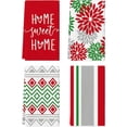 thumbnail image 1 of Biwat Serviettes de Cuisine Boho à Rayures Rouges et Vertes, Serviettes de Vaisselle, 18x26 Pouces, Décoration d'Hiver et de Noël, Ensemble de 4, 1 of 4