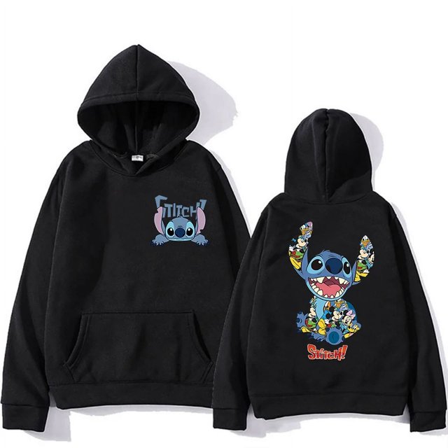 Sudadera con capucha de dibujos animados de Disney Stitch para mujer, ropa de calle de Manga, Harajuku, Anime, divertido, invierno, años 90