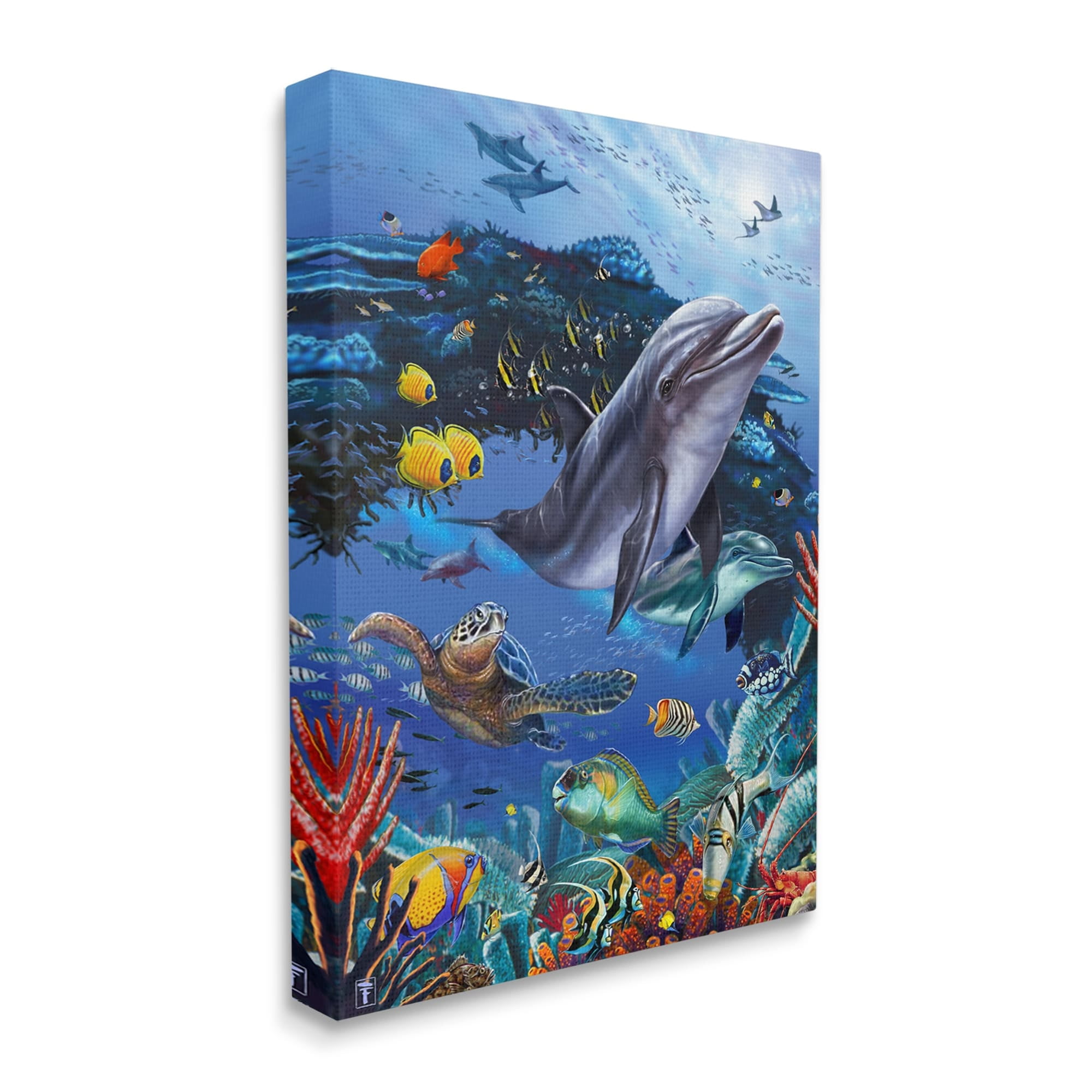 Stupell Industries Vivid Underwater Sea Life Coastal Painting Gallery Wrapped Canvas Print Wall Art