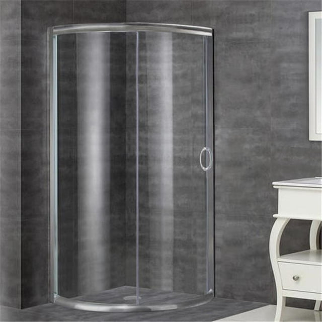 AstonGlobal SD908-SS-36-5 Semi-Frameless Round Shower Enclosure in Stainless Steel
