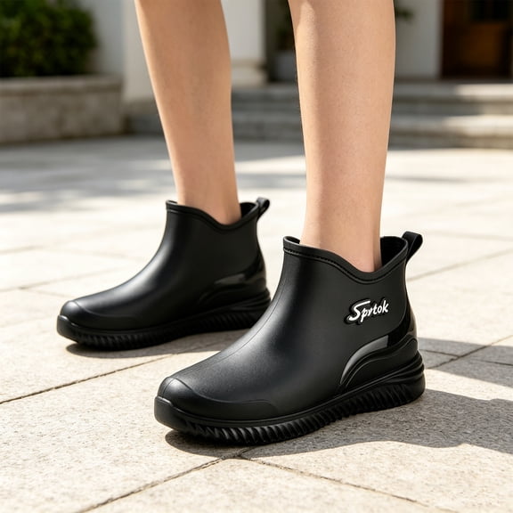 Women's Short Rain Boots, Waterproof Lightweight Garden Shoes for Women, Comfort Insole,Slip-On Low Cut Ankle Booties