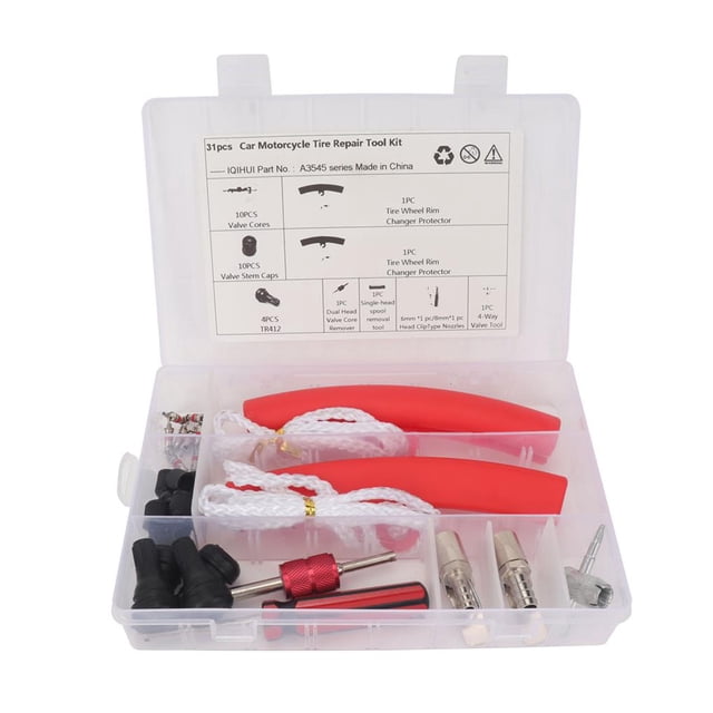 Kenally Juego de herramientas de cambio de neumáticos de 31 Uds., Kit de montaje de desmontaje de neumáticos, herramienta de repuesto de núcleo de Automoción decorativa y accesorios Kenally VI006457-00