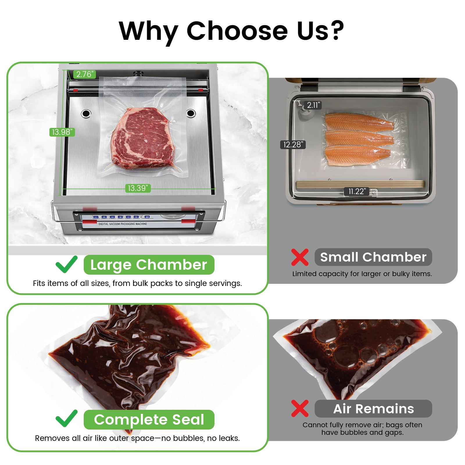 XUTUMM Commercial Vacuum Sealer Machine , Stainless Steel Vacuum Packaging Machine with Marinate Mode for Food, Tea, Electronics, Medicine, Restaurant and Home Use
