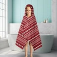 thumbnail image 6 of Red Christmas Folk Pattern Hooded Bath Towel，50"x30" for Ages 3 To 12 Kids, Quick Dry Lightweight Soft Microfiber Hood Beach Towel Cover Up for Kids, 6 of 7