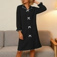 thumbnail image 6 of Gytharion Fleece Nightgowns for Women Winter Warm Plush Sleepshirt Cute Solid Bow Pullover Mid-Length Nightdress Soft Cozy Ruffled Long Sleeve Lapel Sleepwear, 6 of 7
