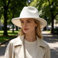thumbnail image 4 of Joernso Unisex Fedora Hat, Short Brim Wool Blend Hat, Retro Panama Cap, Felt Winter Hat for Men Women 1920s Party Costume, 4 of 8