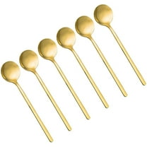 Dtwnek Pack of 6 Stainless Steel Spoons Teaspoons Set Gold Spoons for Coffee Sugar Dessert Cake Soup, 5.91"