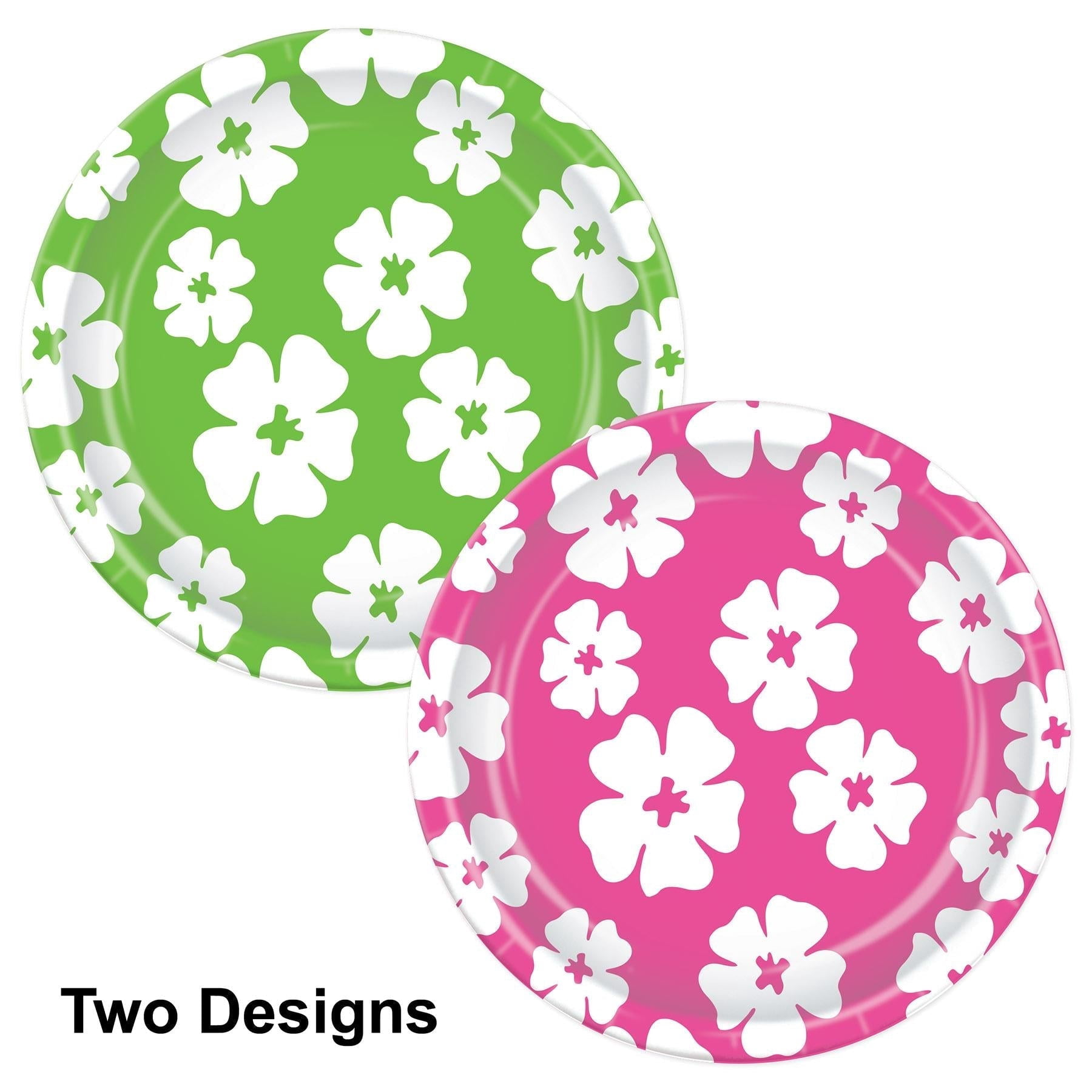 96 Pack Beistle Luau Party Hibiscus Paper Plates 9 inch