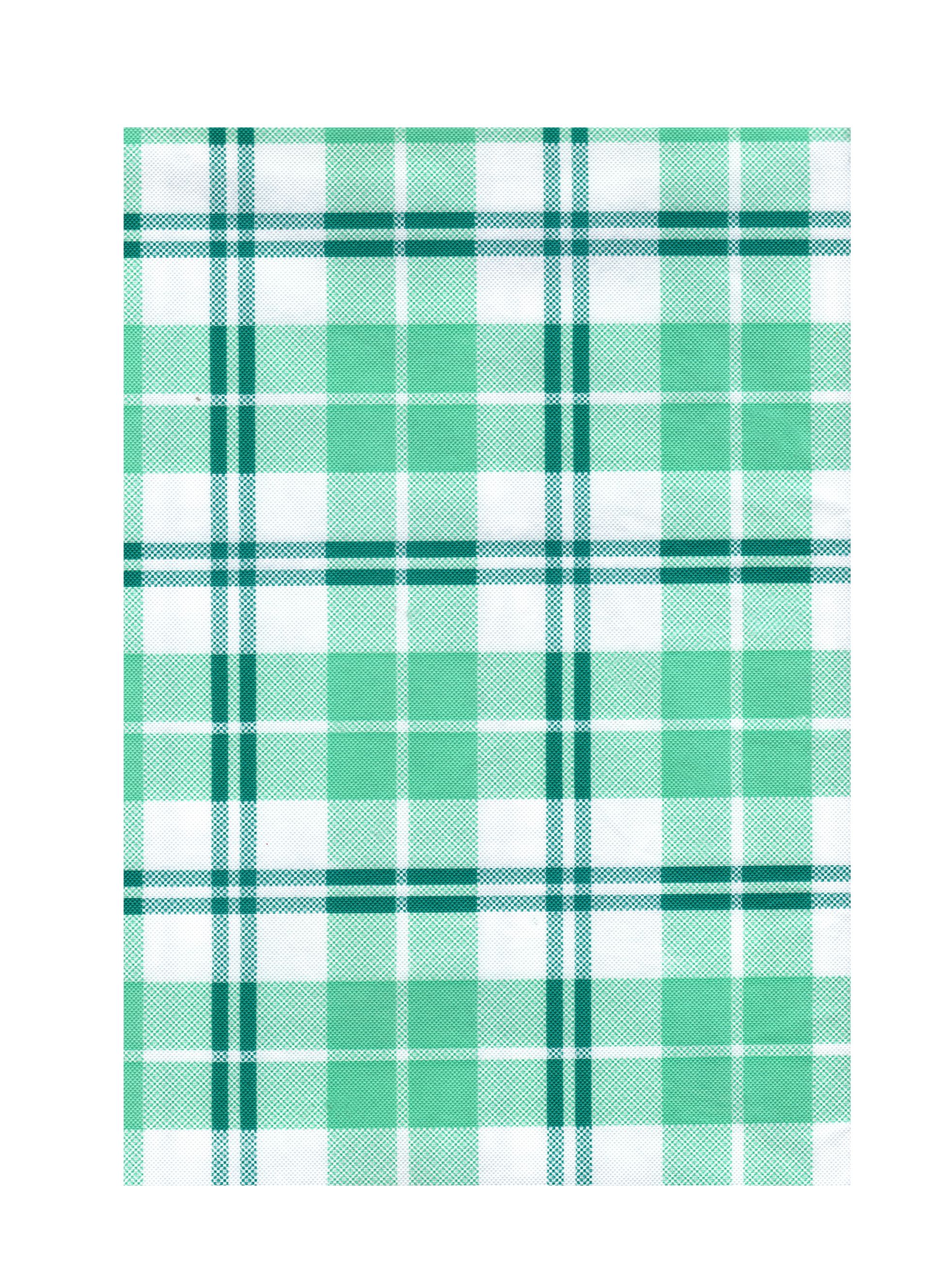 Green White Plaid PEVA Vinyl Tablecloth Flannel Backed