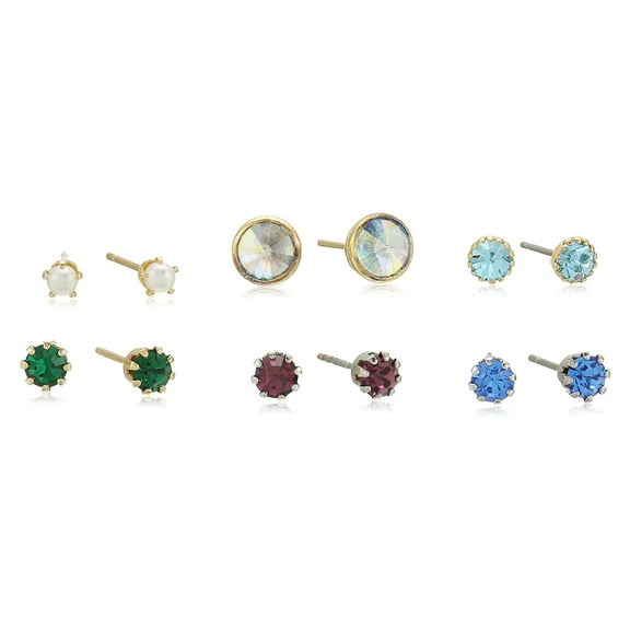 1928 Jewelry Multi-Color Austrian Crystal Stud Set Earrings
