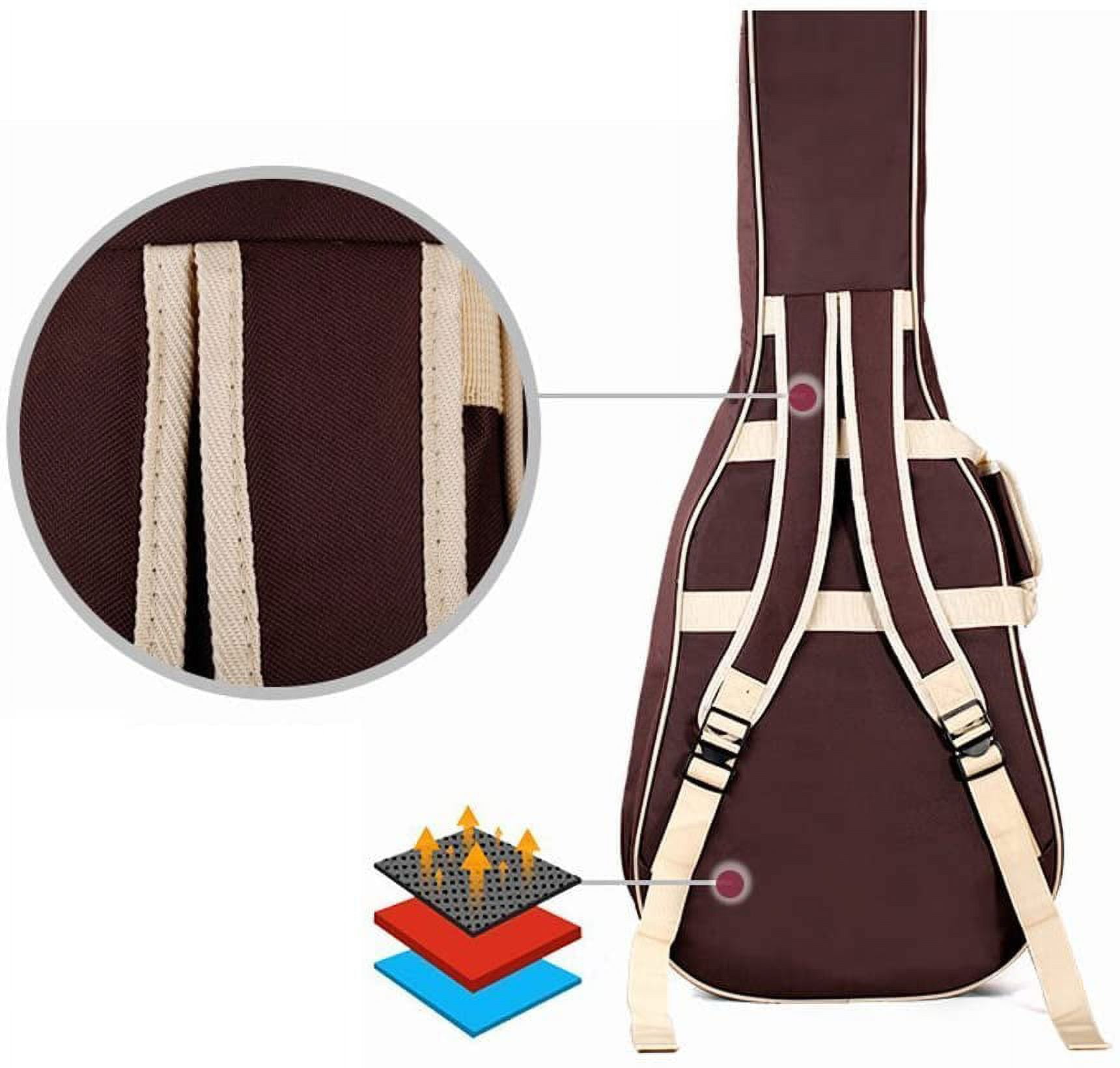 SHANNA 40 41 Inch Acoustic Guitar Bag Waterproof Thicken Padded Bag Advanced Guitar Case with Double Strap and Outer Pockets (Brown)