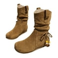 thumbnail image 2 of Pandaie Womens Slouchy Ankle Boots Vintage Wide Calf Western Booties Hidden Wedge Heel Casual Winter Walking Work Shoes Brown 7.5, 2 of 4