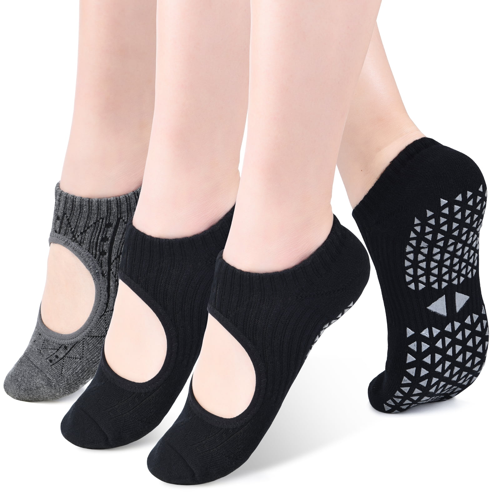 UK Size UK 3-5 Yoga Pilates  Fitness Gym Grip Black Non Slip Yoga Socks 