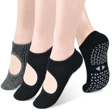 3 Pairs Yoga Socks with Grips Womens Non Slip Socks Slipper Socks for Pilates | Ballet | Dance