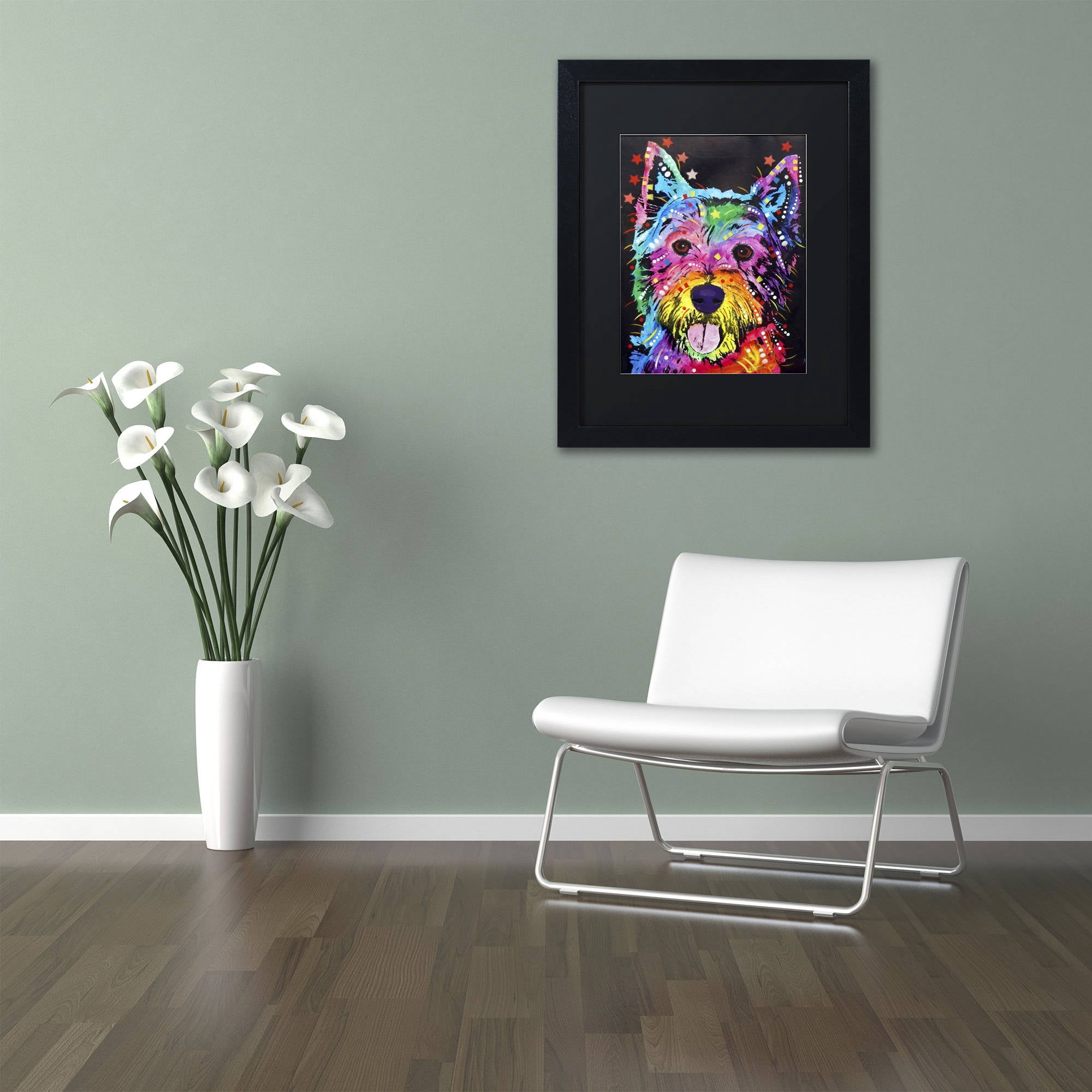 Trademark Fine Art "Westie" Canvas Art by Dean Russo, Black Matte, Black Frame
