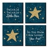 Twinkle Twinkle Little Star - Kids Room, Nursery Decor and Home Decor - 11 x 11 inches Nursery Wall Art - Set of 4 Prints for Baby's Room