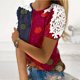 thumbnail image 1 of Fiudx Ofertas Flash Del Día Solo En Línea Blusa de Manga Corta con Cuello Redondo y Estampado para Mujer, 1 of 4