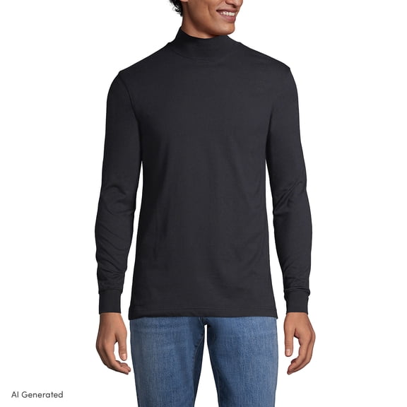 Lands' End Men's Super-T Cotton-Blend Mock Turtleneck Shirt